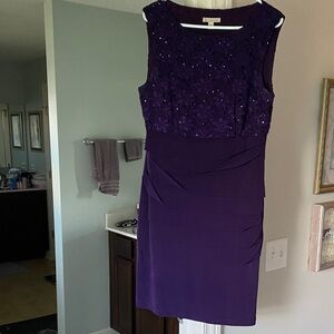 Elegant Purple Embellished Midi Dress